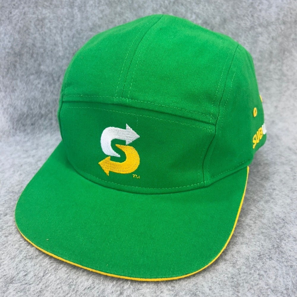 Subway Logo Unisex Green Subway 5 Panel Hat Embroidered Snapback OSFM